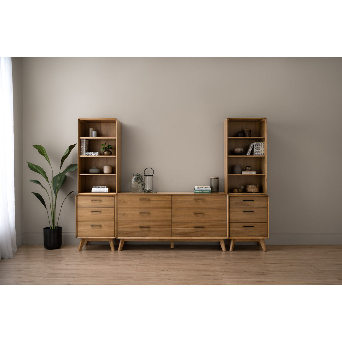 TORONTO Living Set - 2 Bookcase + 2 Side Table + Sideboard (1550L)