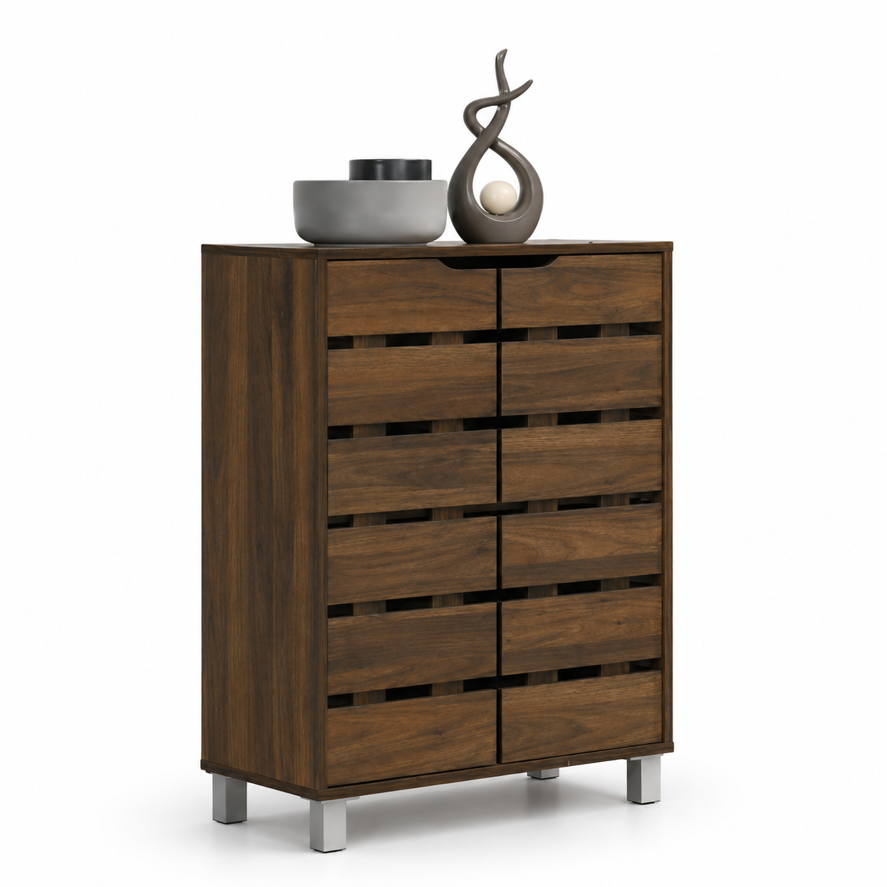 CARLOS 2 Door Shoe Cabinet - Walnut
