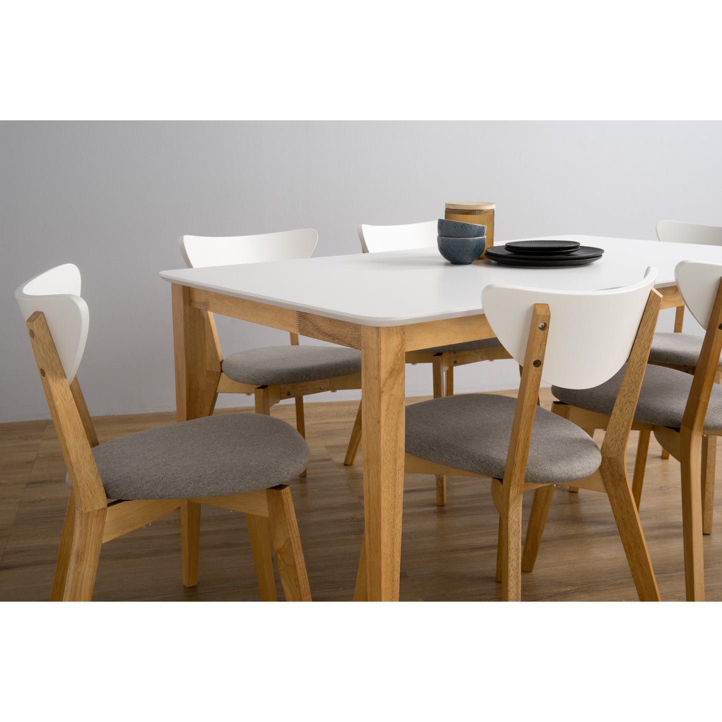 CHARMANT Dining Table - Natural Leg, White Top (1400L)