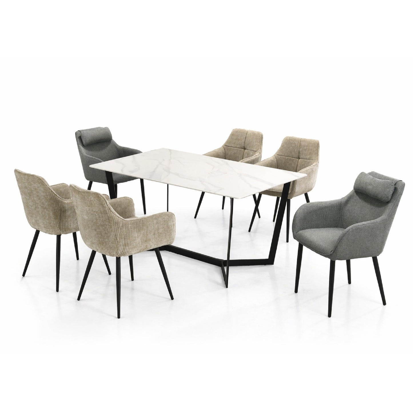 Dining Set ( 1 Ellie S Table + 4 Callis Chair + 2 Toni Chair )
