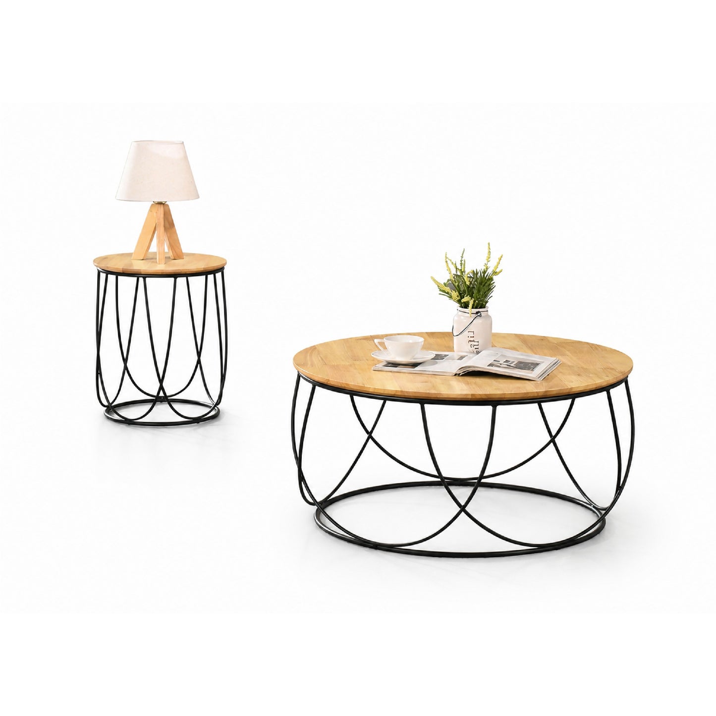 EUNO Coffee Table + Side Table - Natural