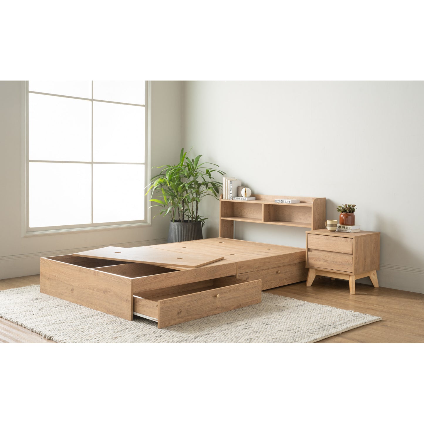 HIRADO Bedframe With Storage (Single Size)