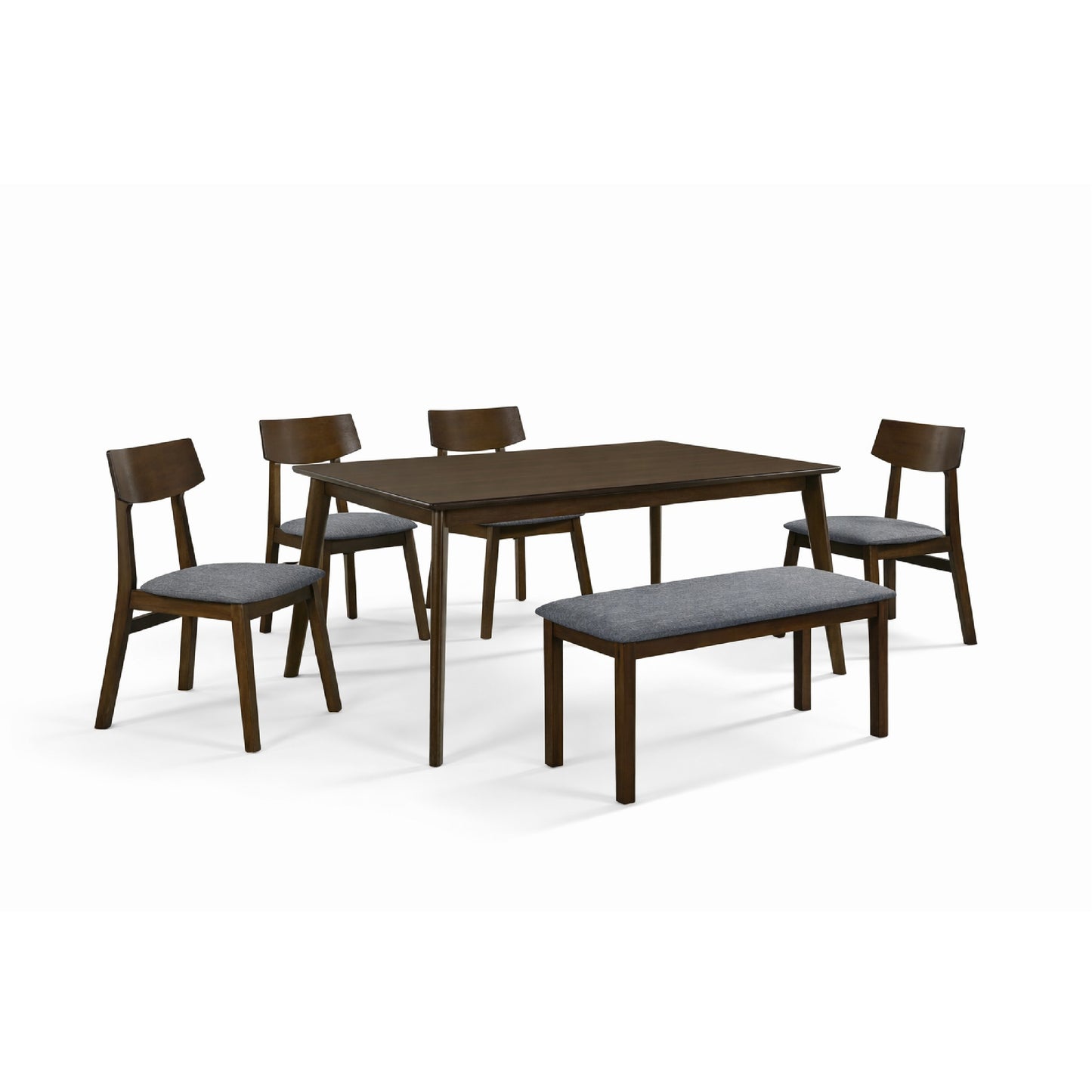 Dining Set ( 1 Lindy Table + 4 Chair + 1 Bench ) - Walnut