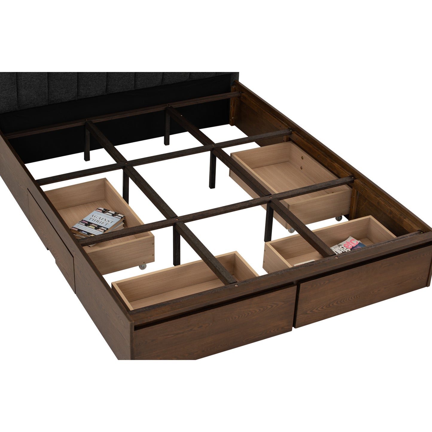 MOLA Bedframe With Storage - Cocoa, Anthracite (Queen Size)