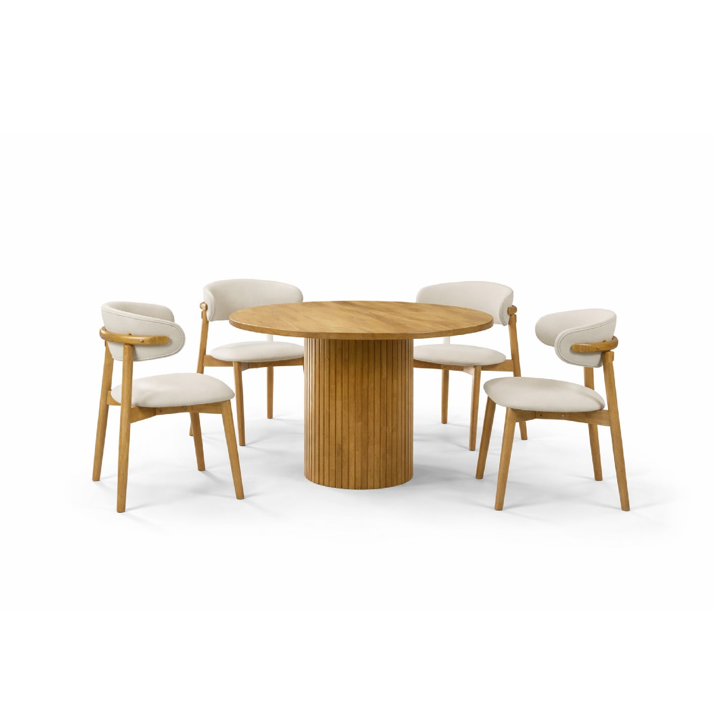 Dining Set ( 1 Mola Round Table + 4 Nessa Chair ) - Beech