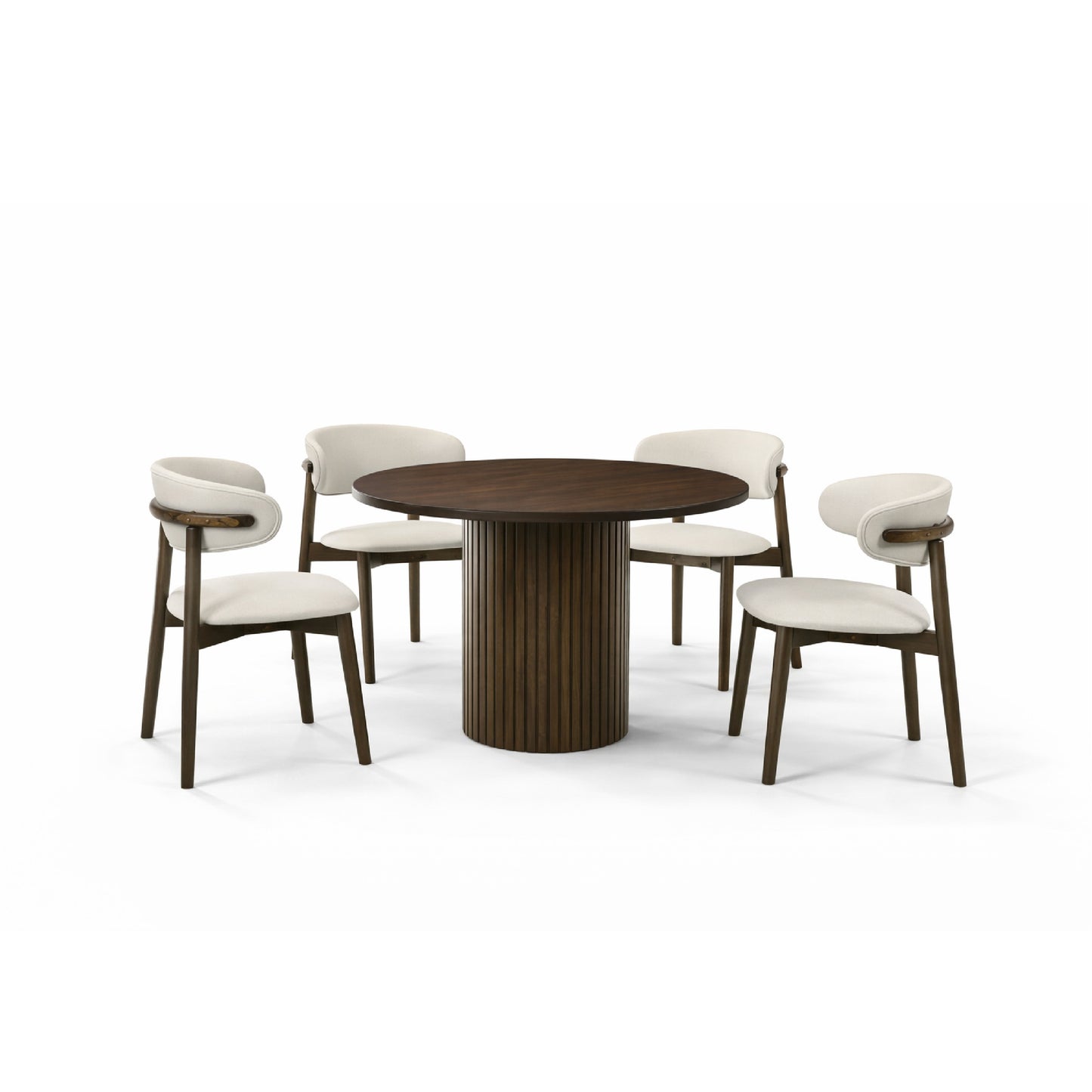 Dining Set ( 1 Mola Round Table + 4 Nessa Chair ) - Walnut