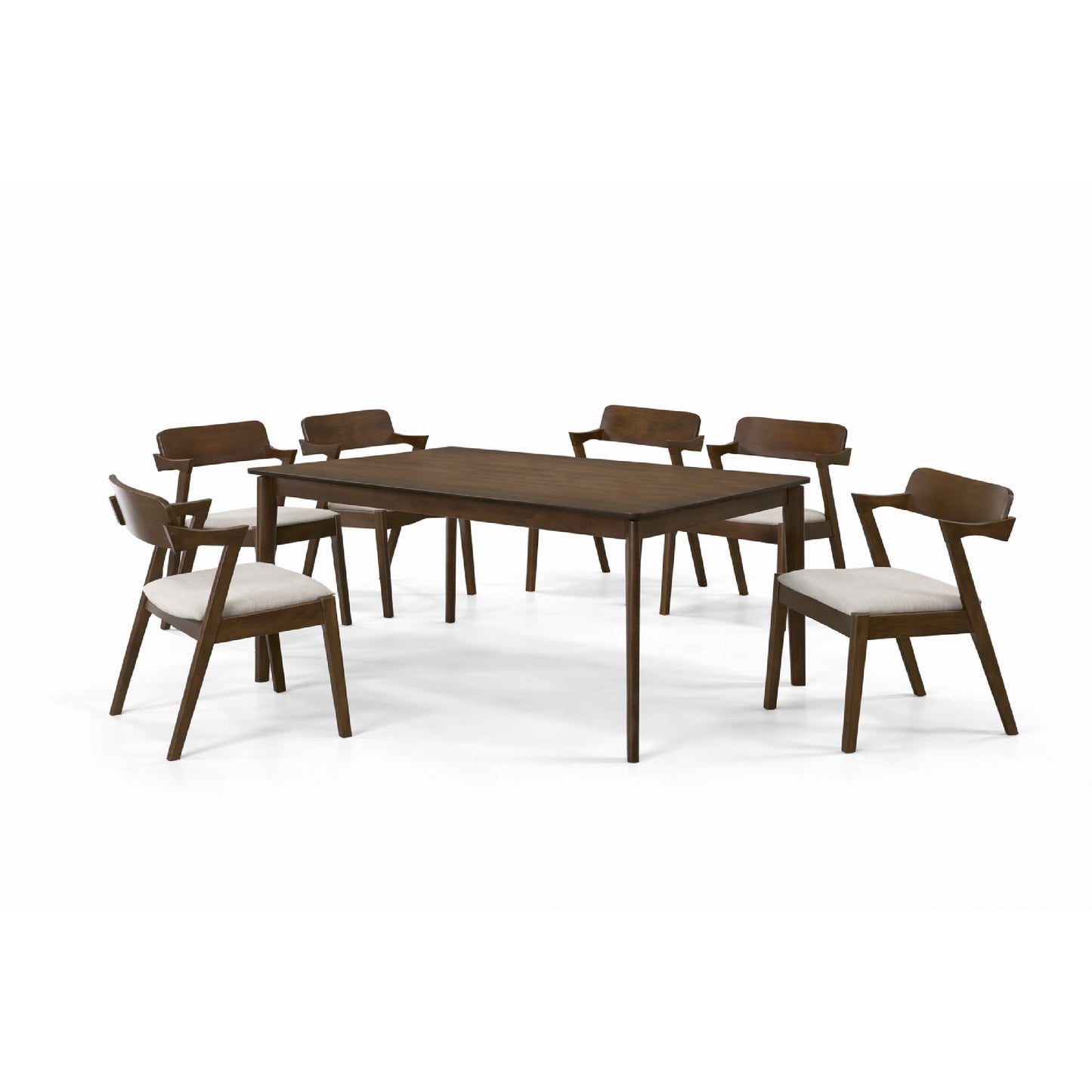 Dining Set ( 1 Targus Table + 6 Paco Chair ) - Walnut