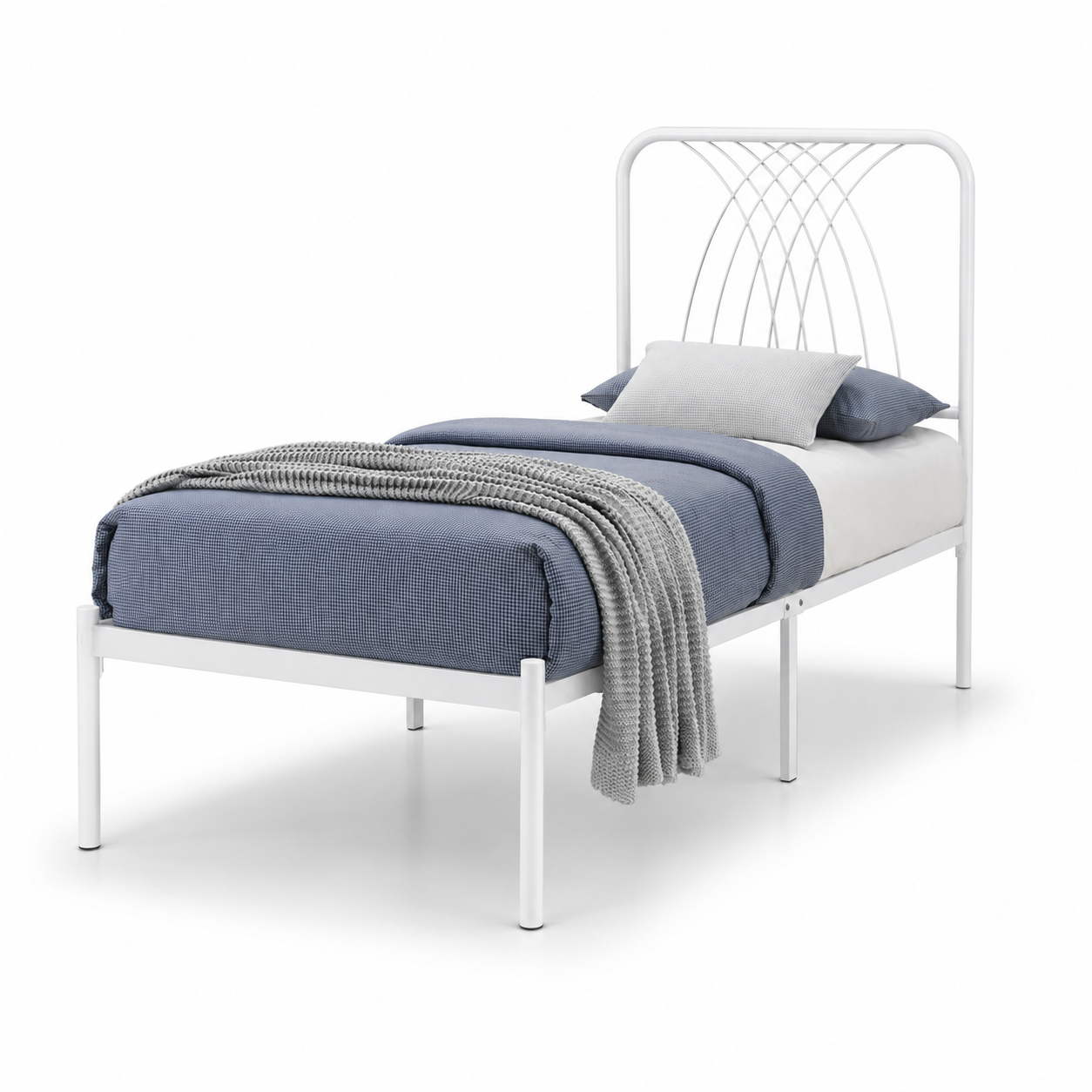 VENICE Metal Bedframe - White (Single Size)