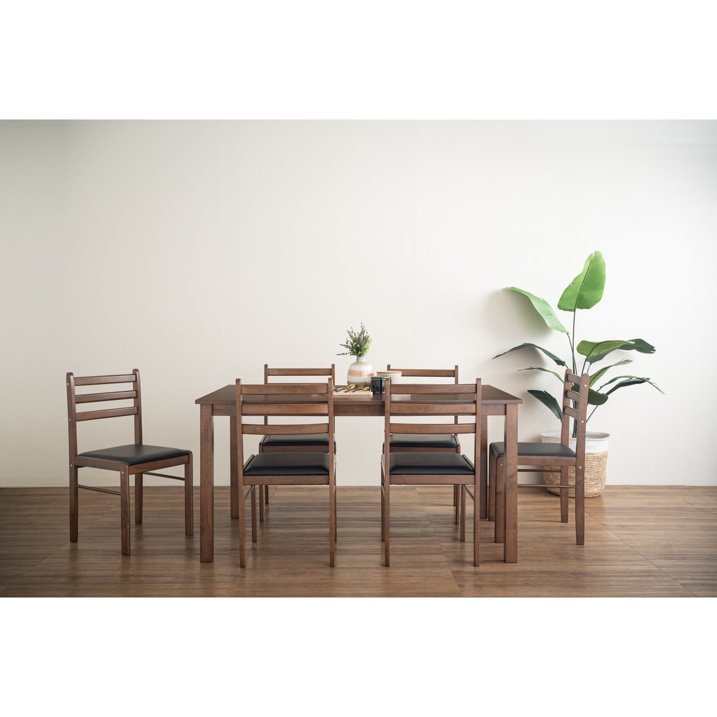 WALD Dining Set ( 1 Table + 6 Chair ) - Cocoa