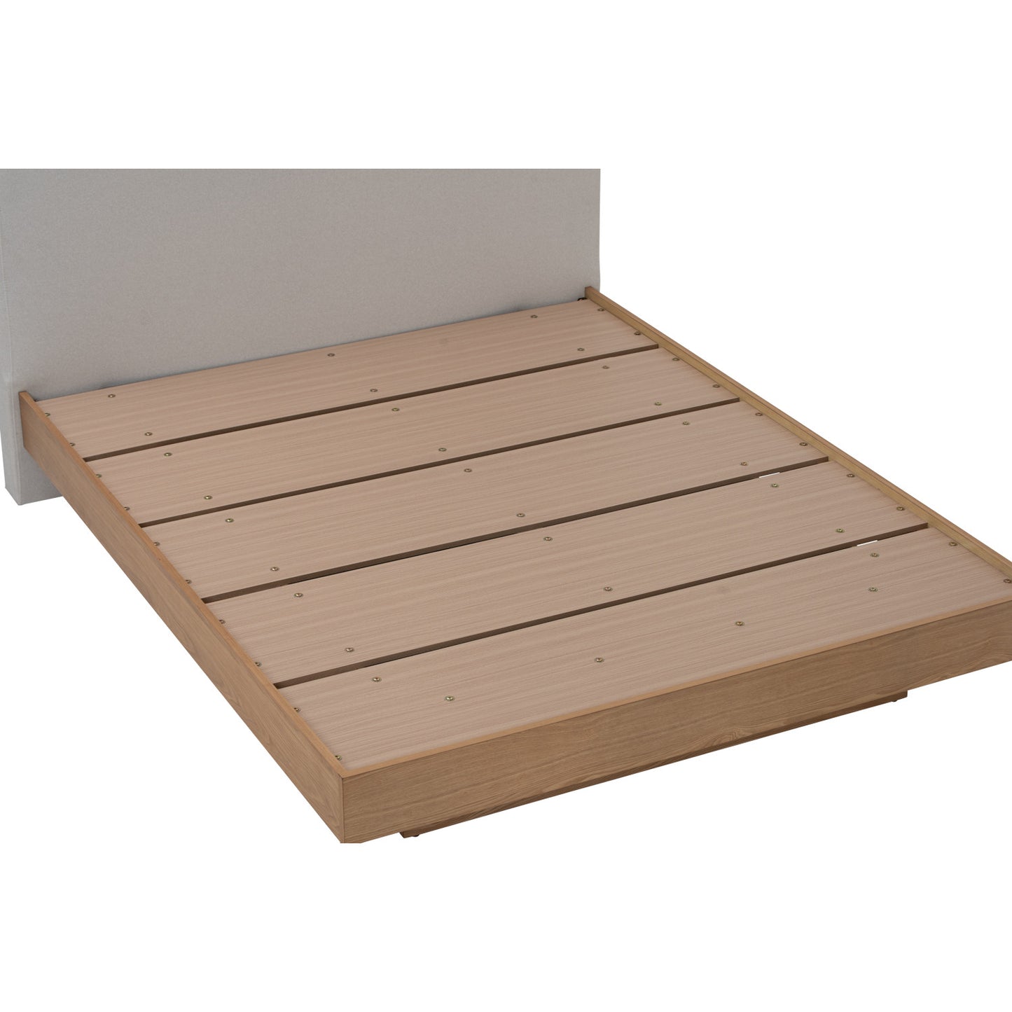 YUME Bedframe - Natural, Grey (Queen Size)(Pets Friendly Fabric)