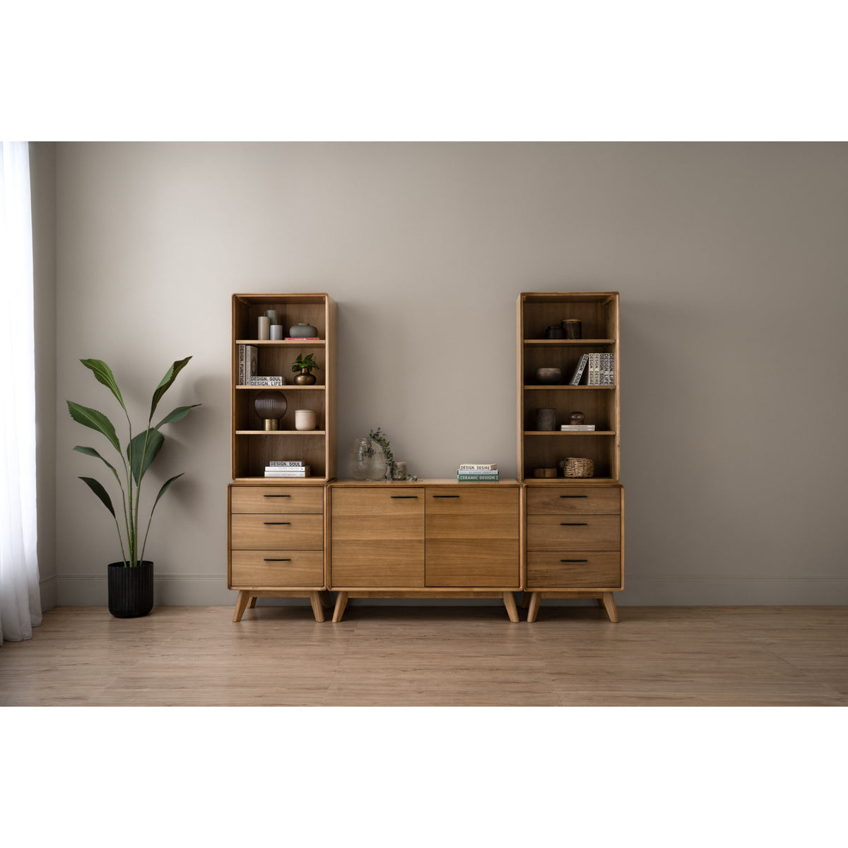 TORONTO Living Set - 2 Bookcase + 2 Side Table + Sideboard (1090L)