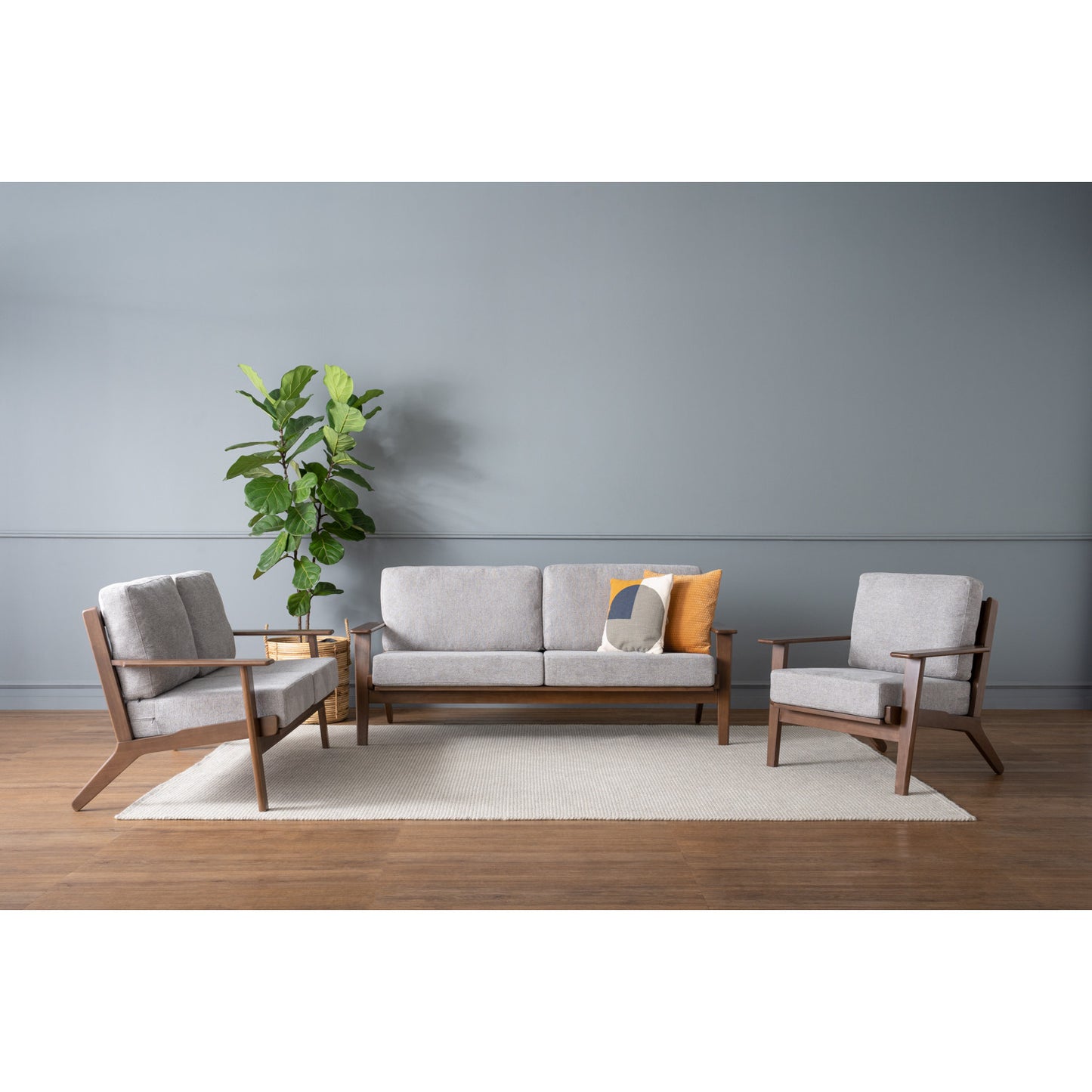 ATIVA 3 Seater Sofa - Walnut Frame
