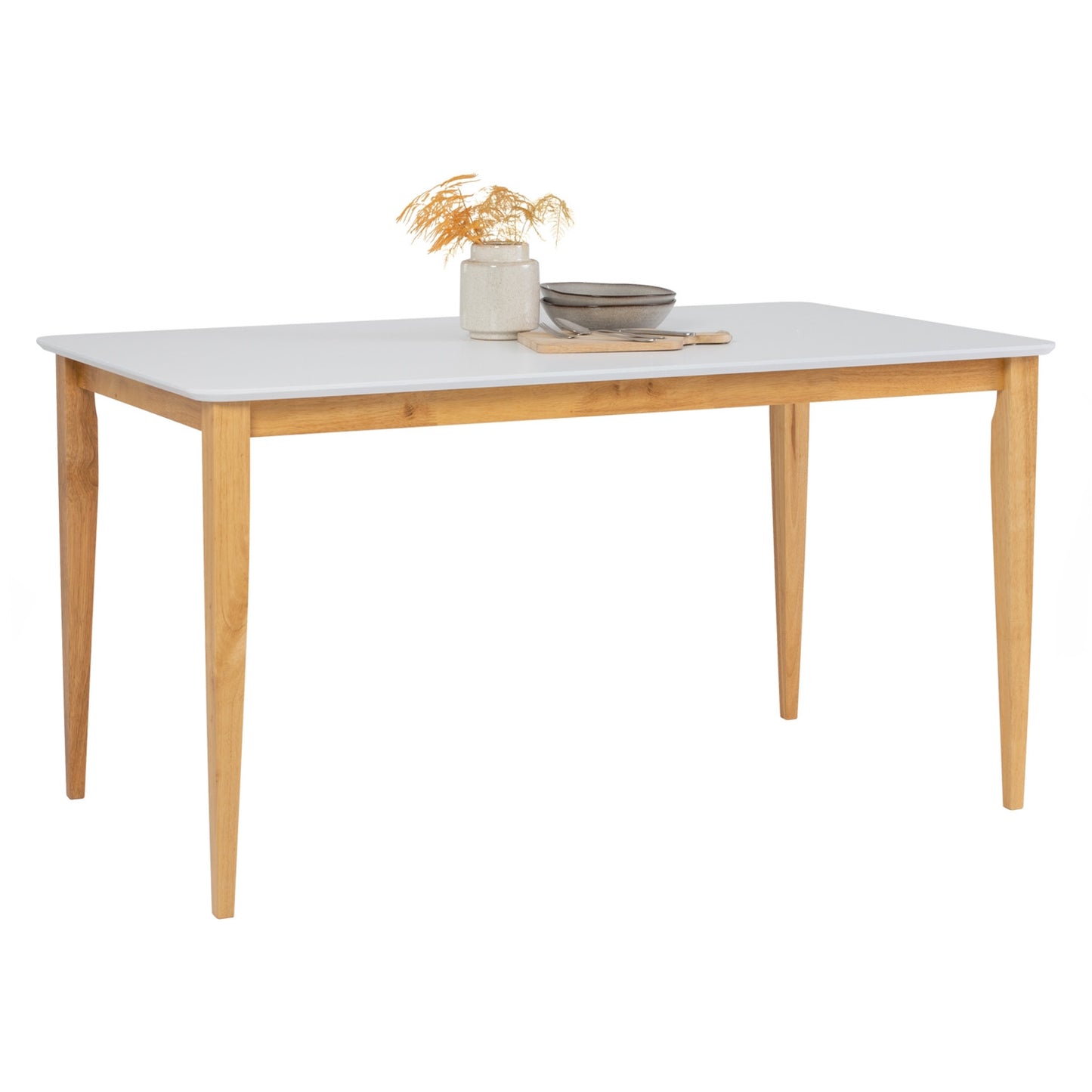 CHARMANT Dining Table - Natural Leg, White Top (1400L)