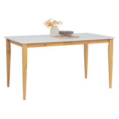 CHARMANT Dining Table - Natural Leg, White Top (1400L)