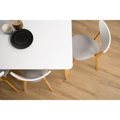 CHARMANT Dining Table - Natural Leg, White Top (1400L)