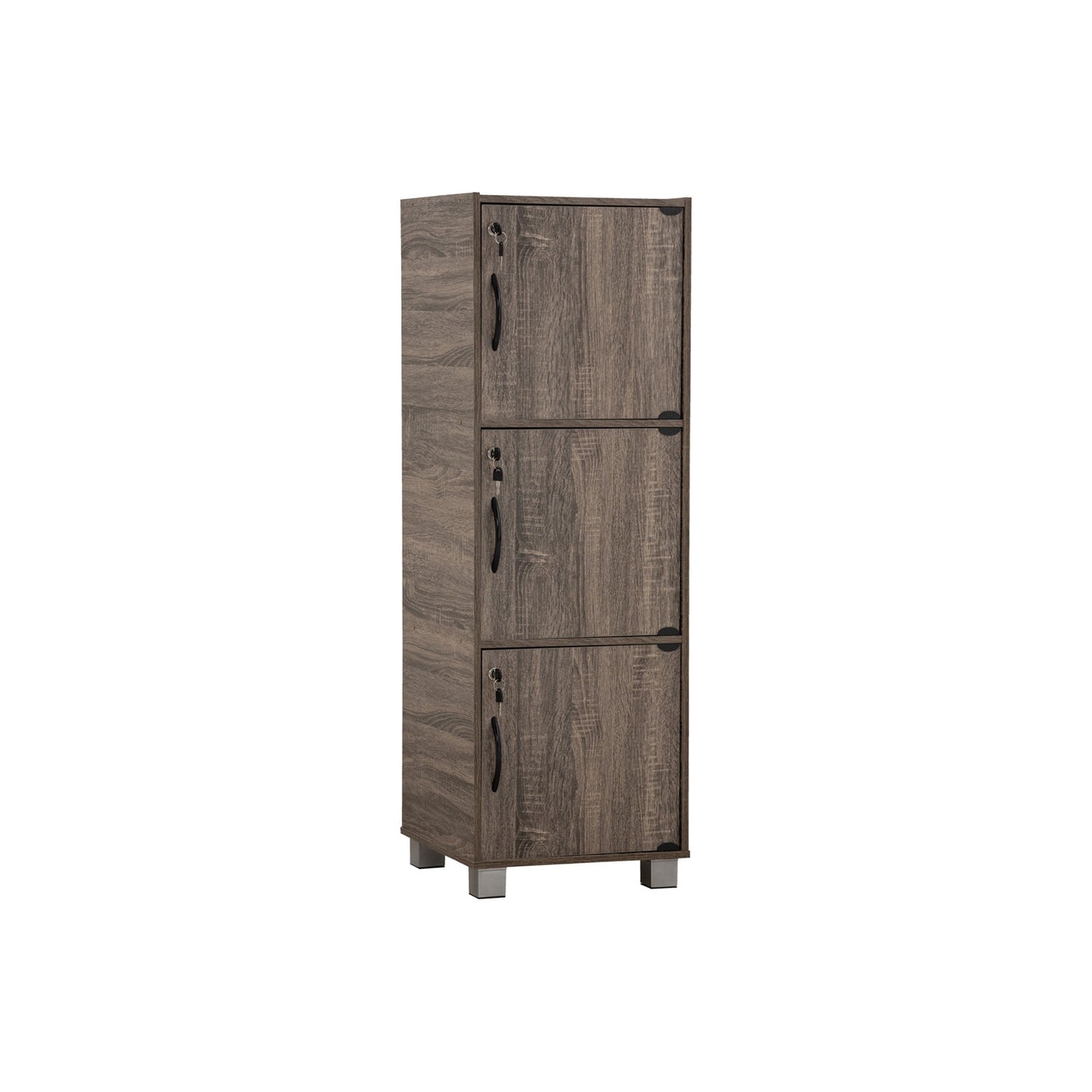 CODEY 3 Door Storage Box With Lock - Felton Oak