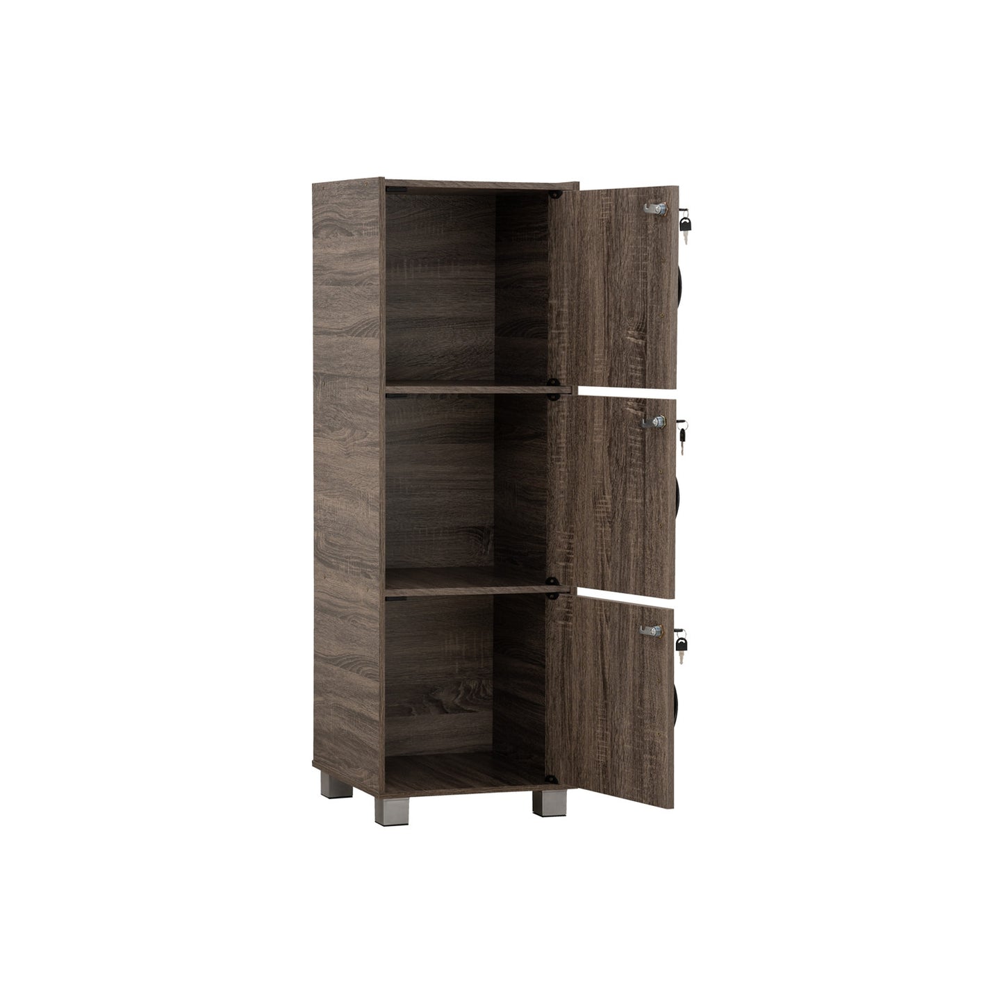 CODEY 3 Door Storage Box With Lock - Felton Oak