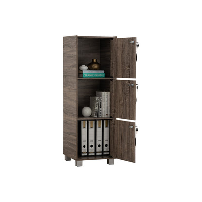 CODEY 3 Door Storage Box With Lock - Felton Oak