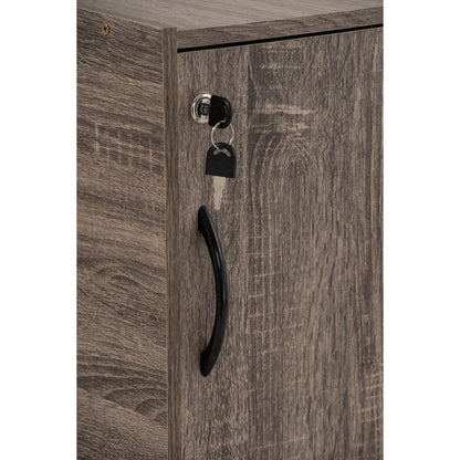 CODEY 3 Door Storage Box With Lock - Felton Oak
