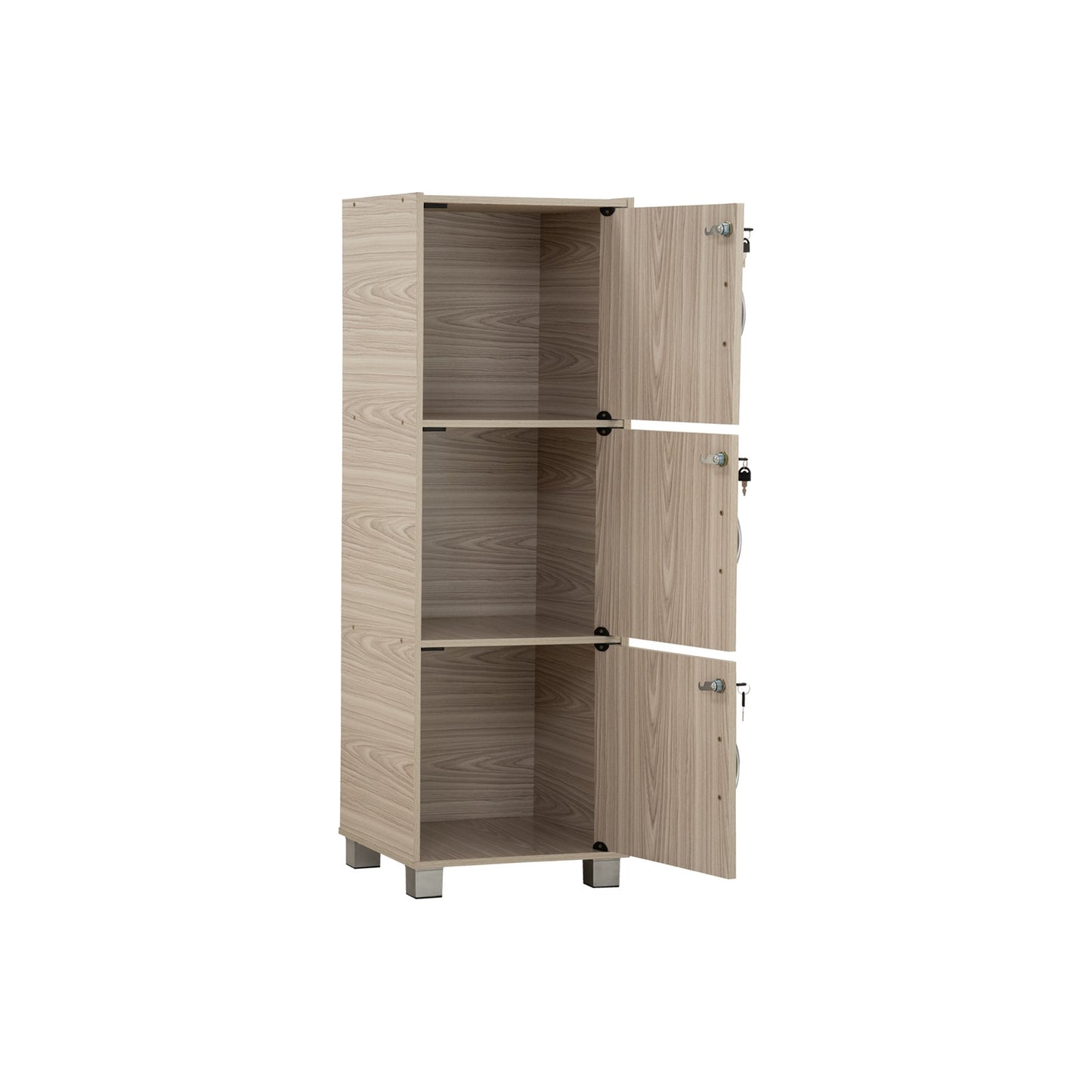 CODEY 3 Door Storage Box With Lock - Grey Line