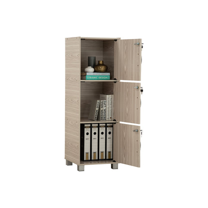 CODEY 3 Door Storage Box With Lock - Grey Line