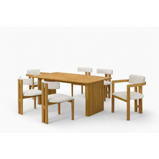 Dining Set ( 1 Cooper Table + 2 Mateo Chair + 4 Trisha Chair ) - Beech