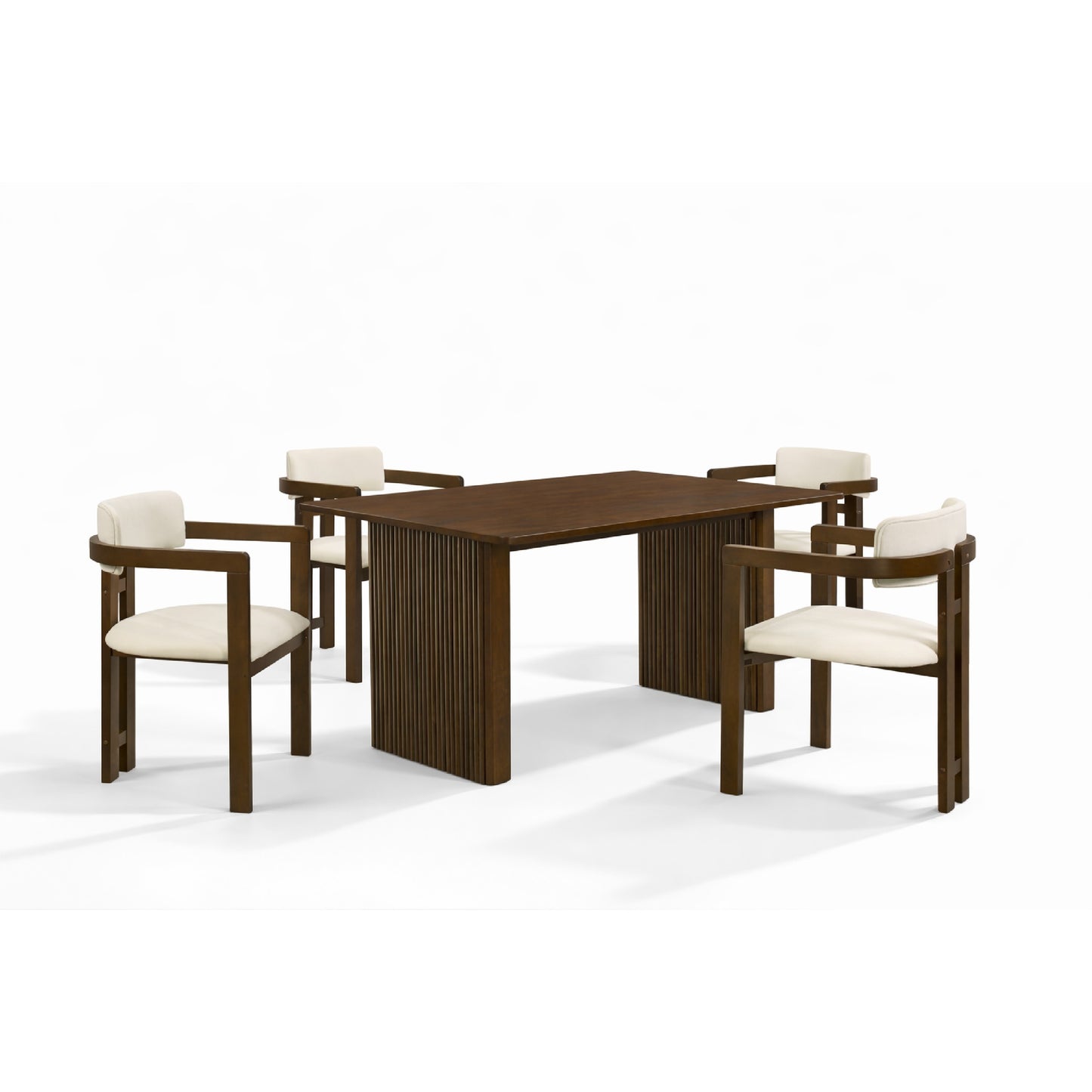 Dining Set ( 1 Cooper Table + 4 Mateo Chair ) - Walnut