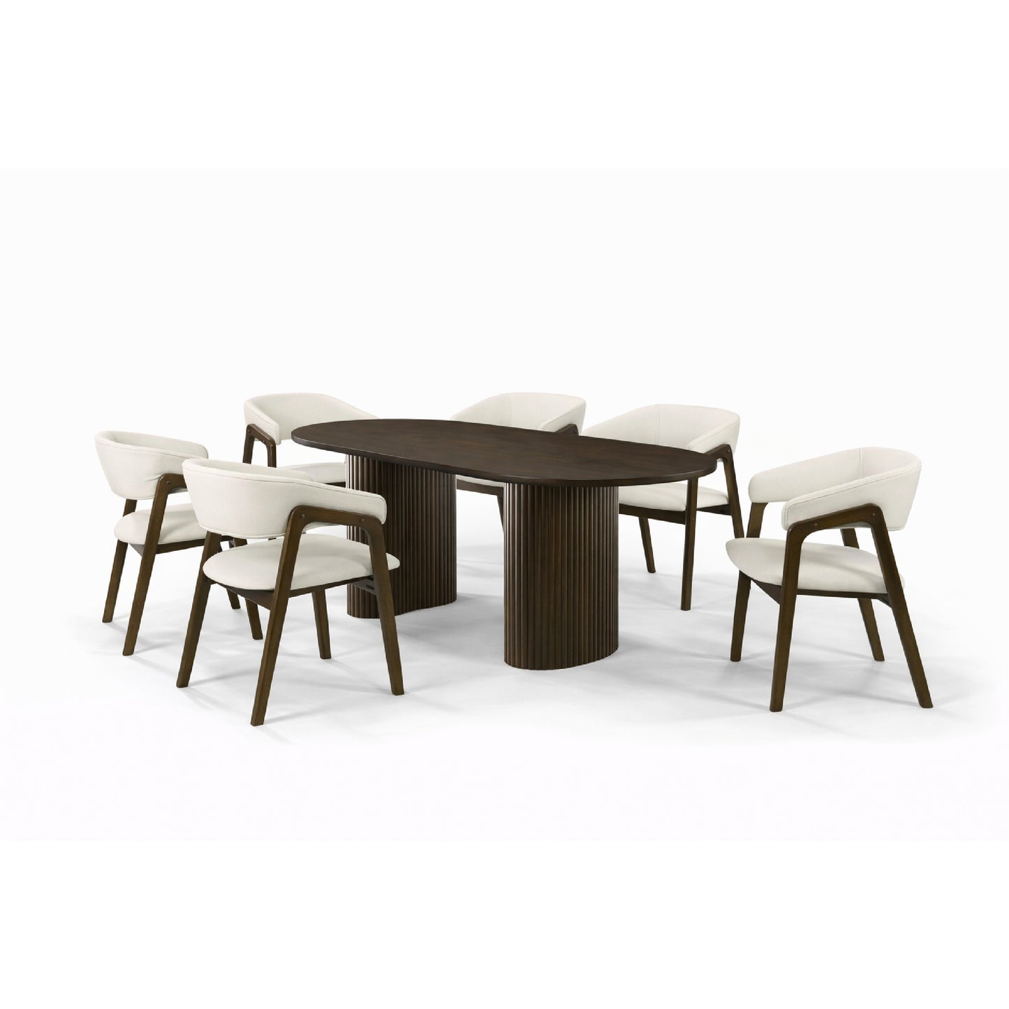 Dining Set ( 1 Costa Table + 6 Nelson Chair ) - Walnut