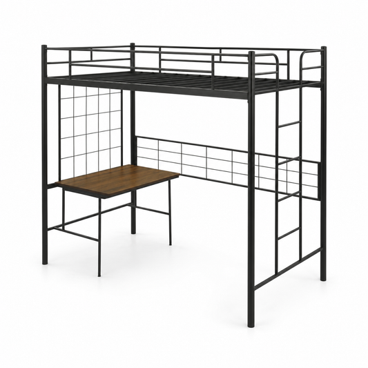 DILL Metal Bedframe With Desk - Black (Single Size)