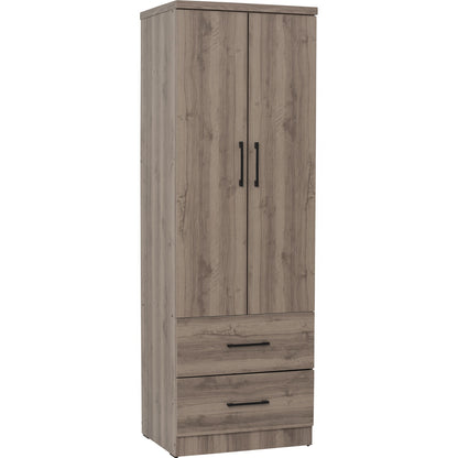 DUBLIN 2 Door 2 Drawer Wardrobe - Dark Oak (600L)