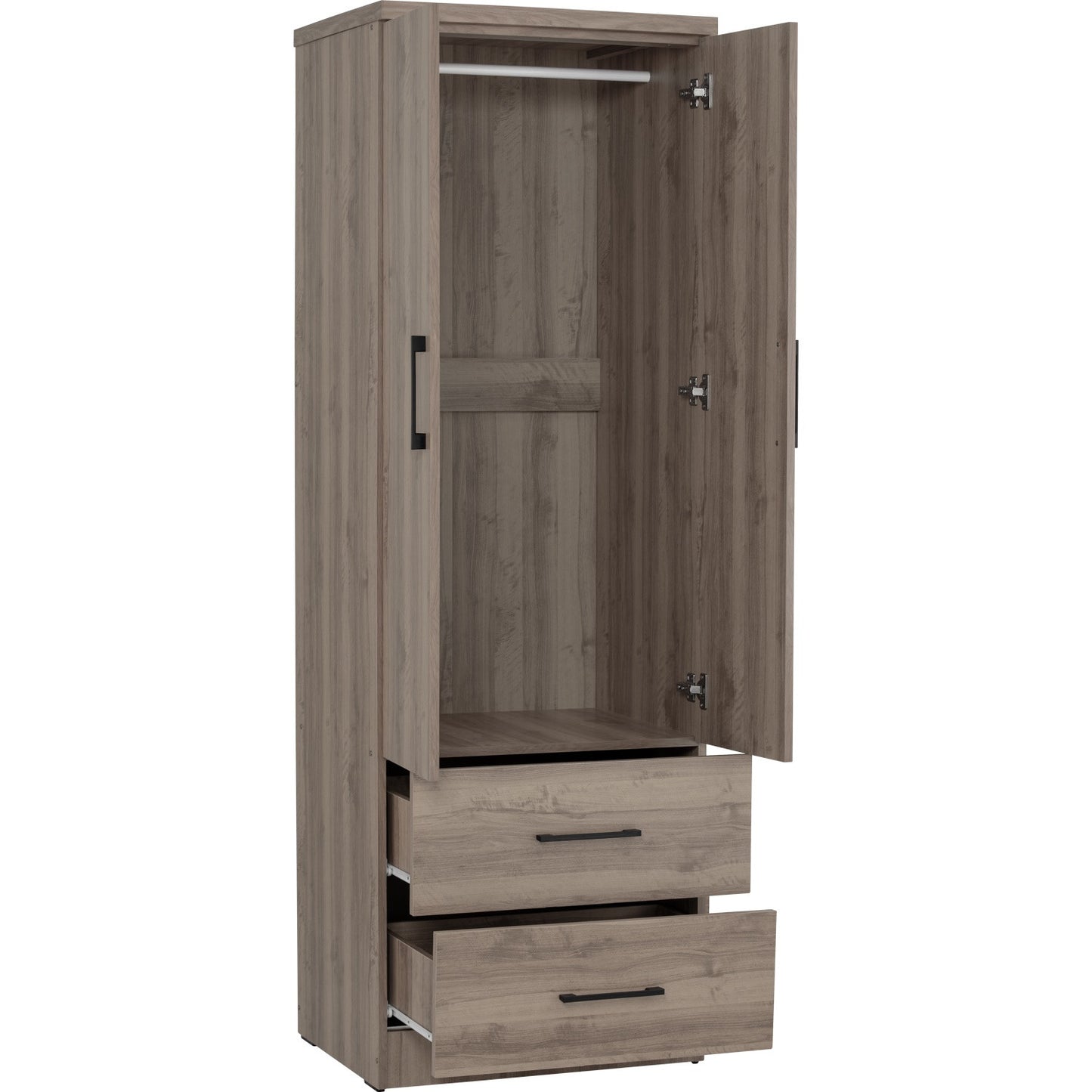 DUBLIN 2 Door 2 Drawer Wardrobe - Dark Oak (600L)