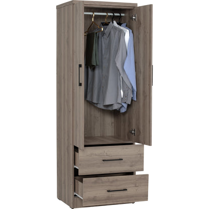 DUBLIN 2 Door 2 Drawer Wardrobe - Dark Oak (600L)