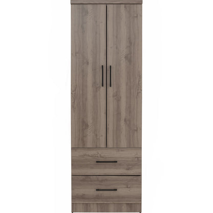 DUBLIN 2 Door 2 Drawer Wardrobe - Dark Oak (600L)