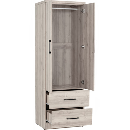 DUBLIN 2 Door 2 Drawer Wardrobe - Light Oak (600L)
