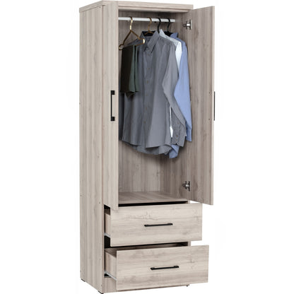 DUBLIN 2 Door 2 Drawer Wardrobe - Light Oak (600L)