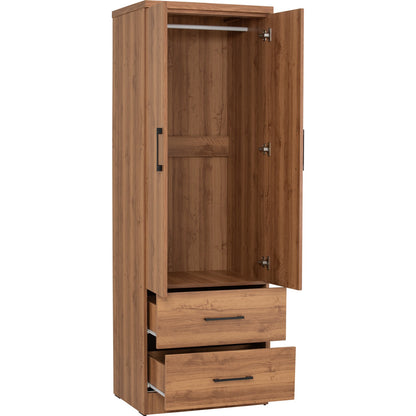 DUBLIN 2 Door 2 Drawer Wardrobe - Natural Oak (600L)