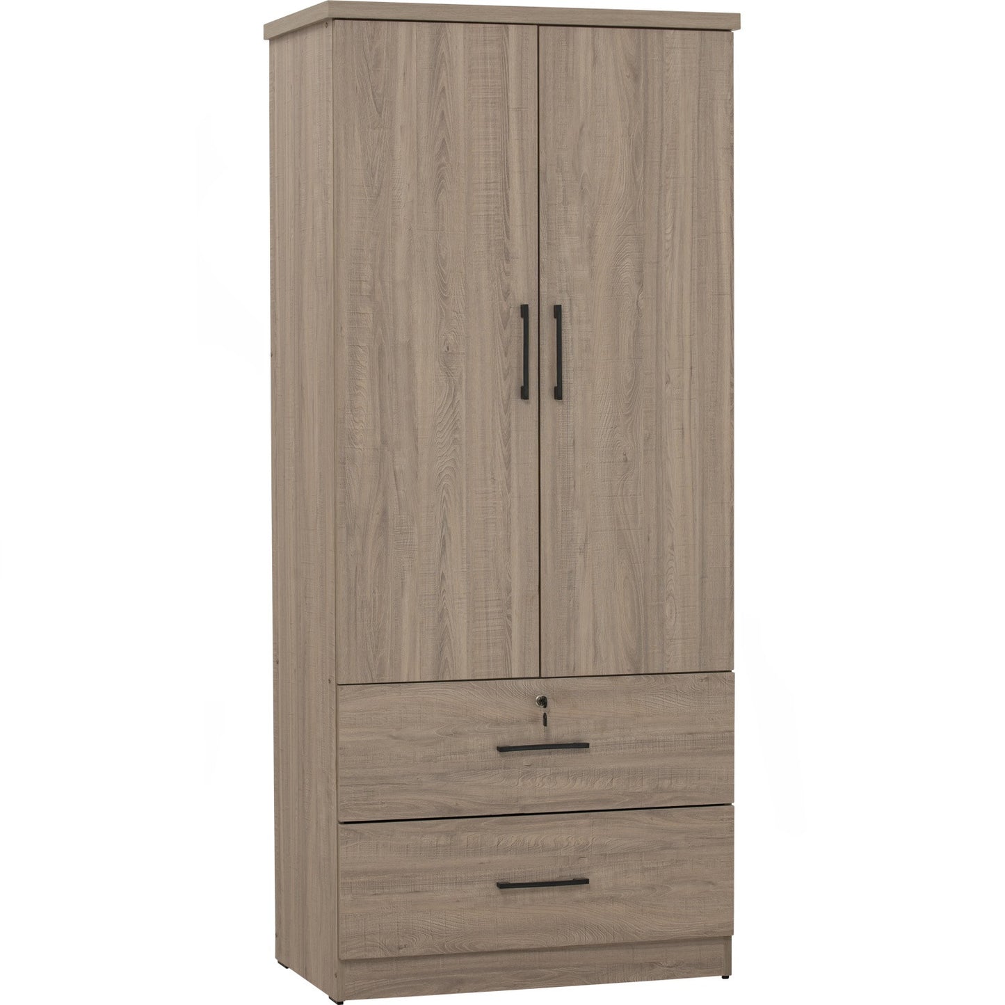 DUBLIN 2 Door 2 Drawer Wardrobe - Dark Oak (800L)