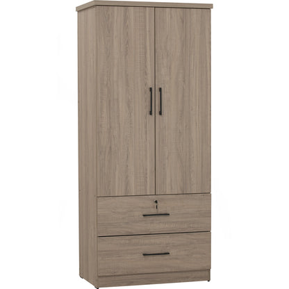 DUBLIN 2 Door 2 Drawer Wardrobe - Dark Oak (800L)