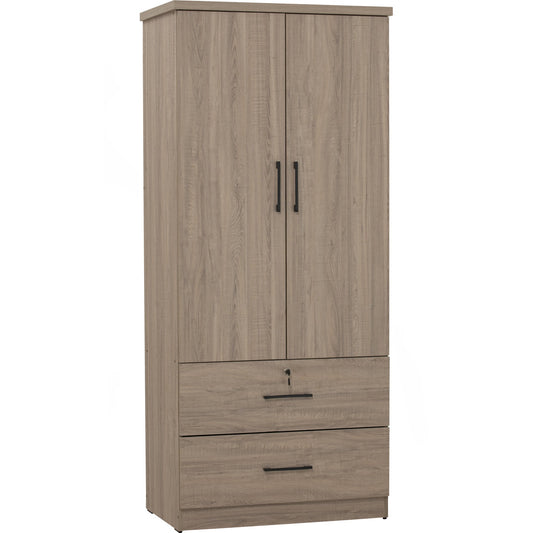 DUBLIN 2 Door 2 Drawer Wardrobe - Dark Oak (800L)