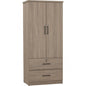 DUBLIN 2 Door 2 Drawer Wardrobe - Dark Oak (800L)