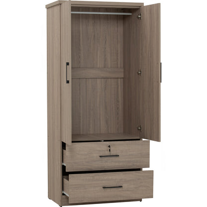 DUBLIN 2 Door 2 Drawer Wardrobe - Dark Oak (800L)
