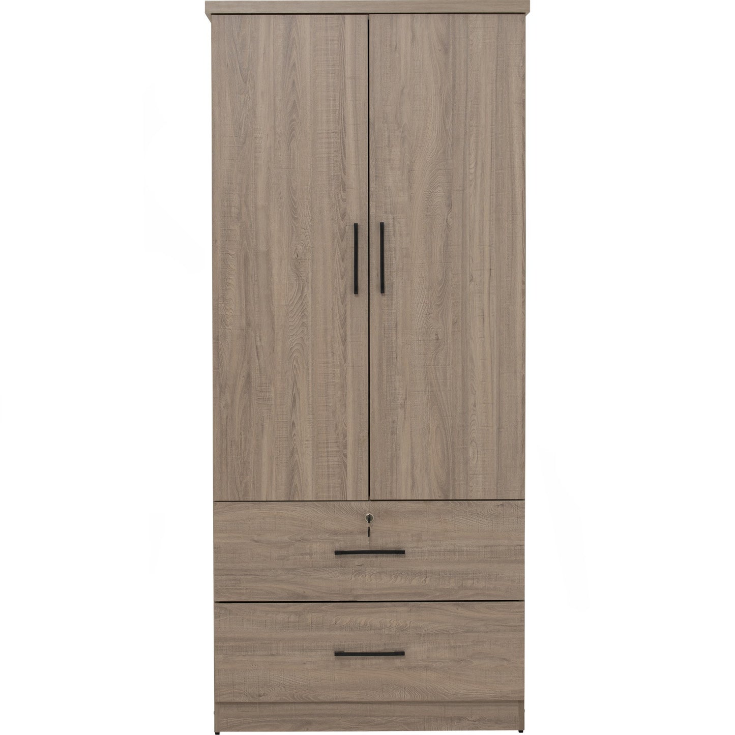 DUBLIN 2 Door 2 Drawer Wardrobe - Dark Oak (800L)
