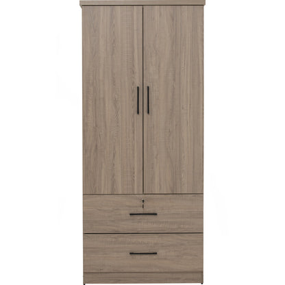 DUBLIN 2 Door 2 Drawer Wardrobe - Dark Oak (800L)