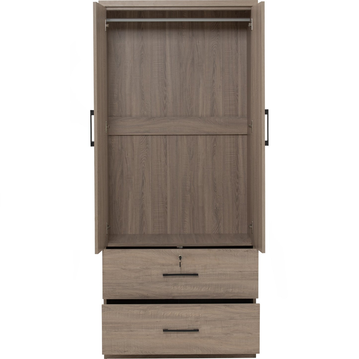 DUBLIN 2 Door 2 Drawer Wardrobe - Dark Oak (800L)