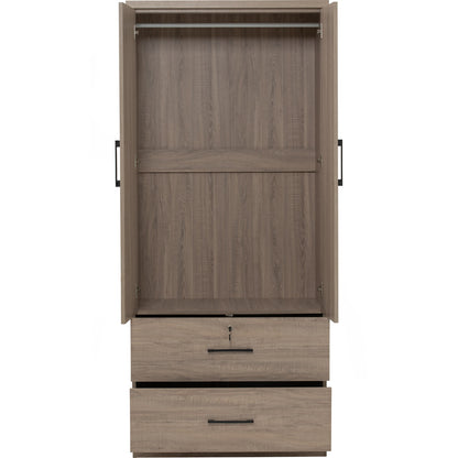 DUBLIN 2 Door 2 Drawer Wardrobe - Dark Oak (800L)