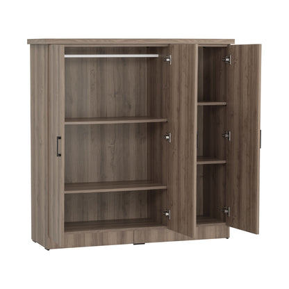 DUBLIN 3 Door Low Wardrobe - Dark Oak