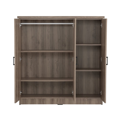 DUBLIN 3 Door Low Wardrobe - Dark Oak