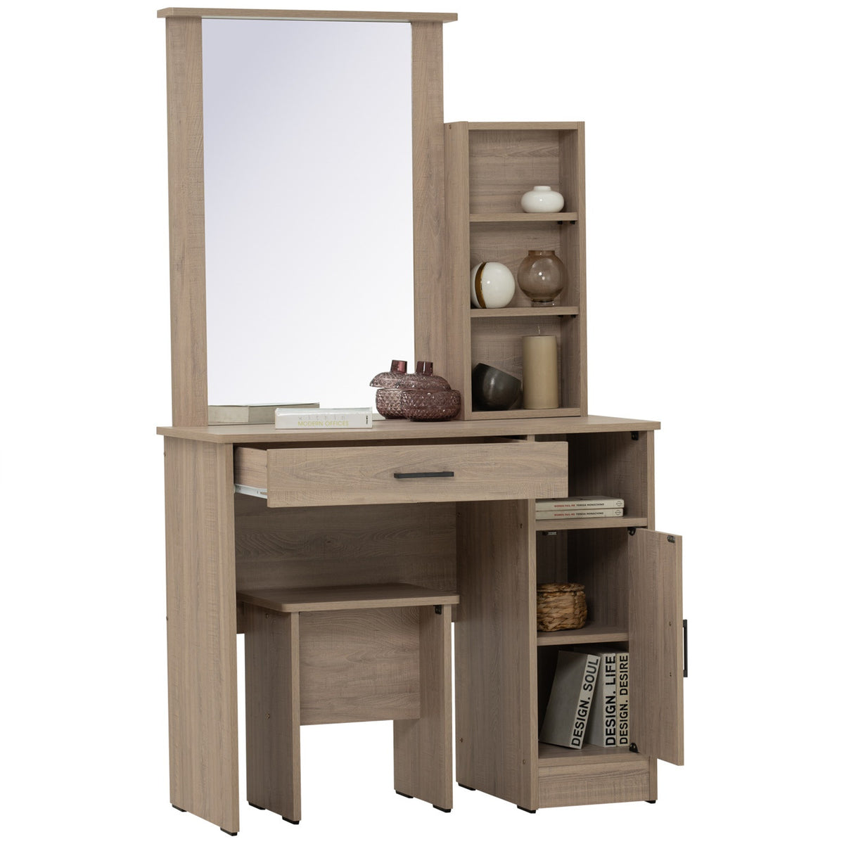 DUBLIN Dressing Table With Stool - Dark Oak
