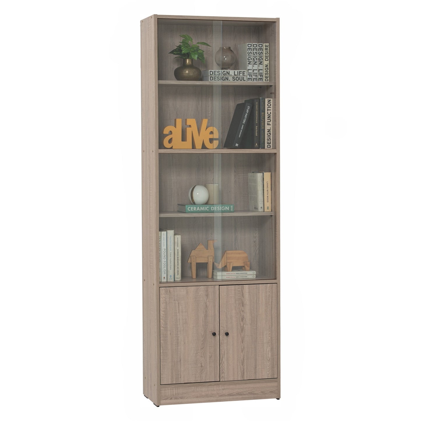 ECO File Cabinet With Glass - Dark Oak