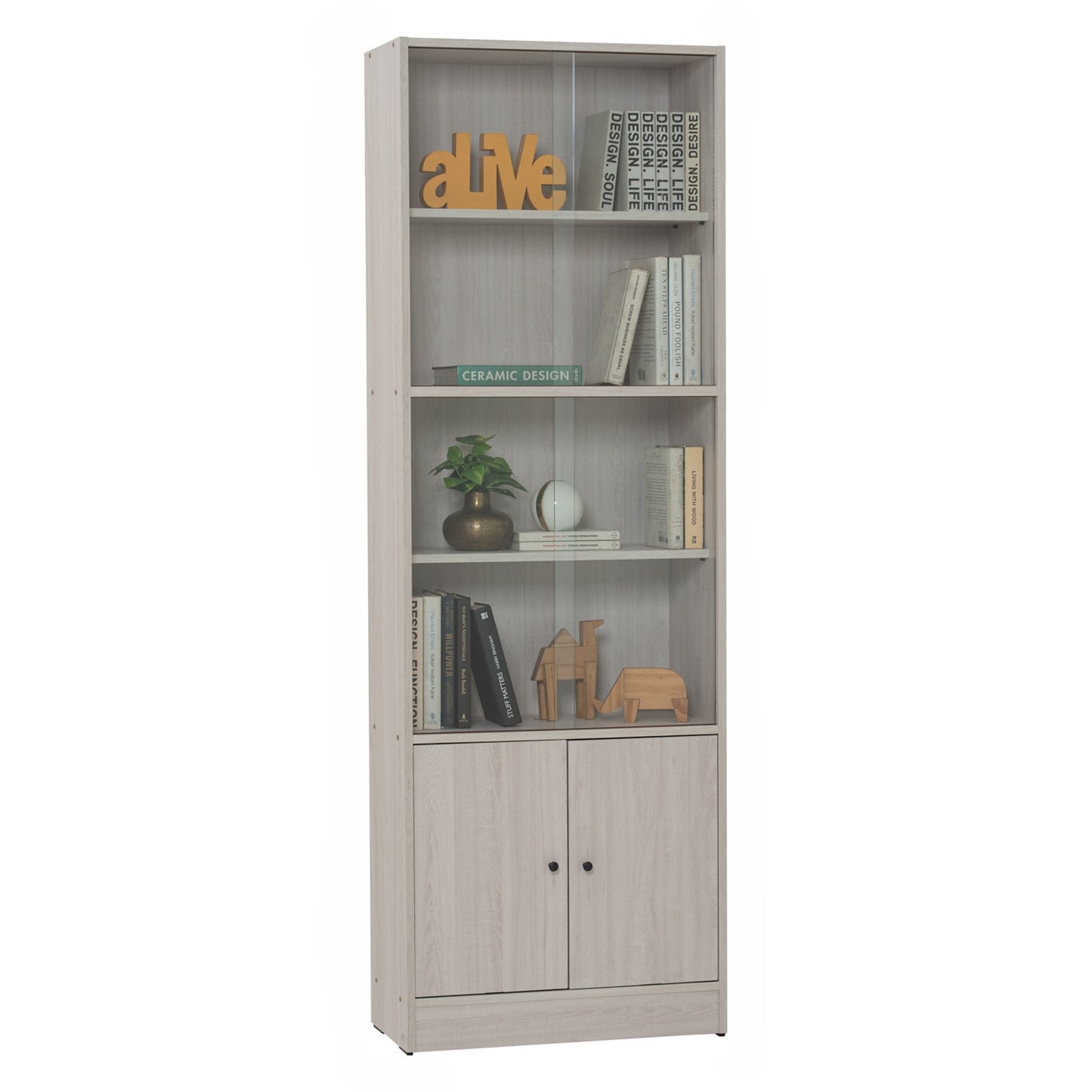 ECO File Cabinet With Glass - Light Oak